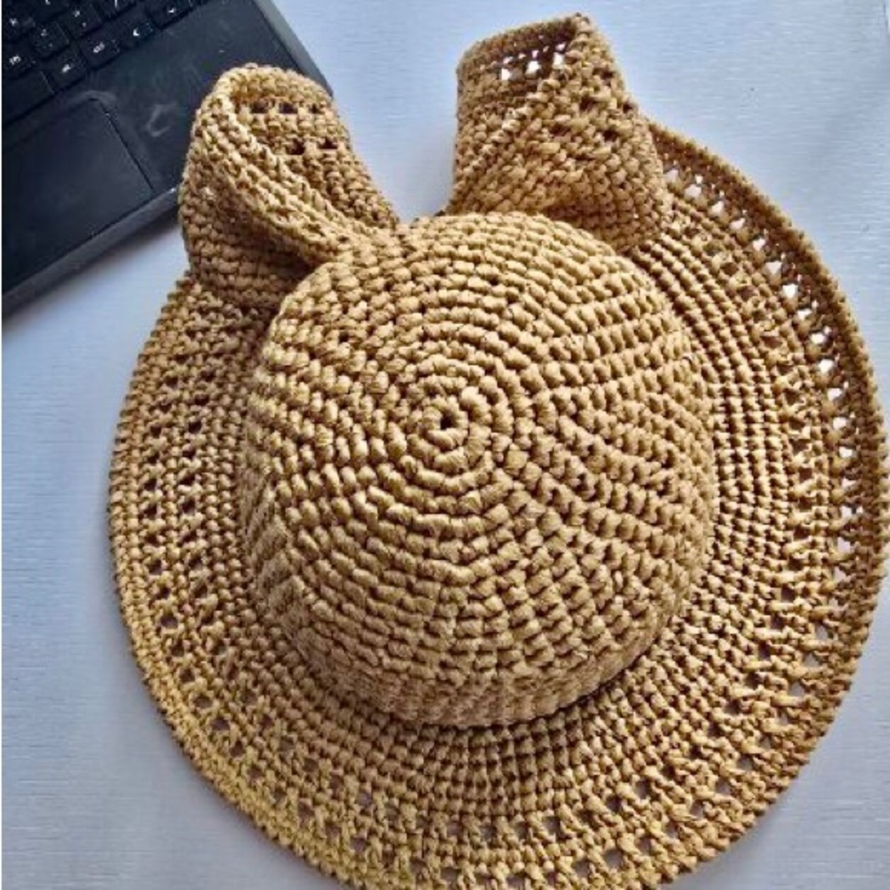 Elegant Tan Crochet Sun Hat